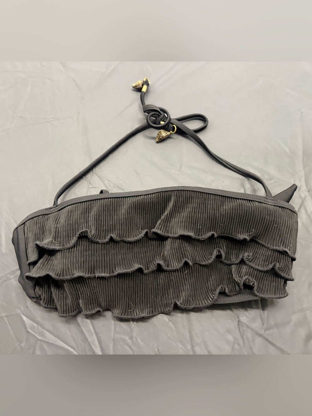 Candie's Black Ruffled Bikini Top